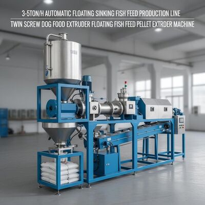3-5ton/h Automatic Floating Sinking Fish Feed Production Line Twin screw Dog Food Extruder  floating fish feed pellet extruder machine
